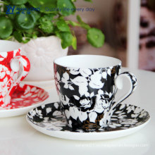 Красная и черная покраска керамическая кофейная чашка блюдце / фарфор напечатанная кофейная чашка nescafe set